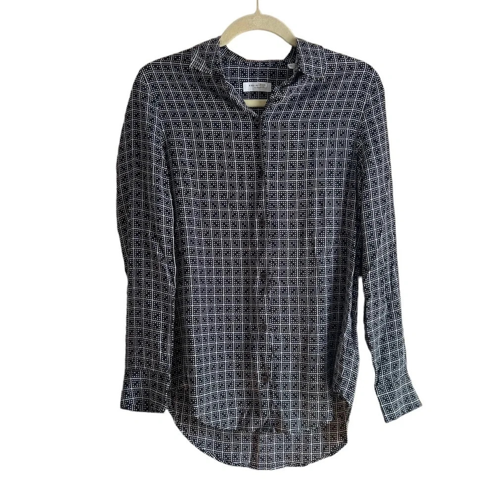 EQUIPMENT SILK PATTERNED BUTTON DOWN BLOUSE